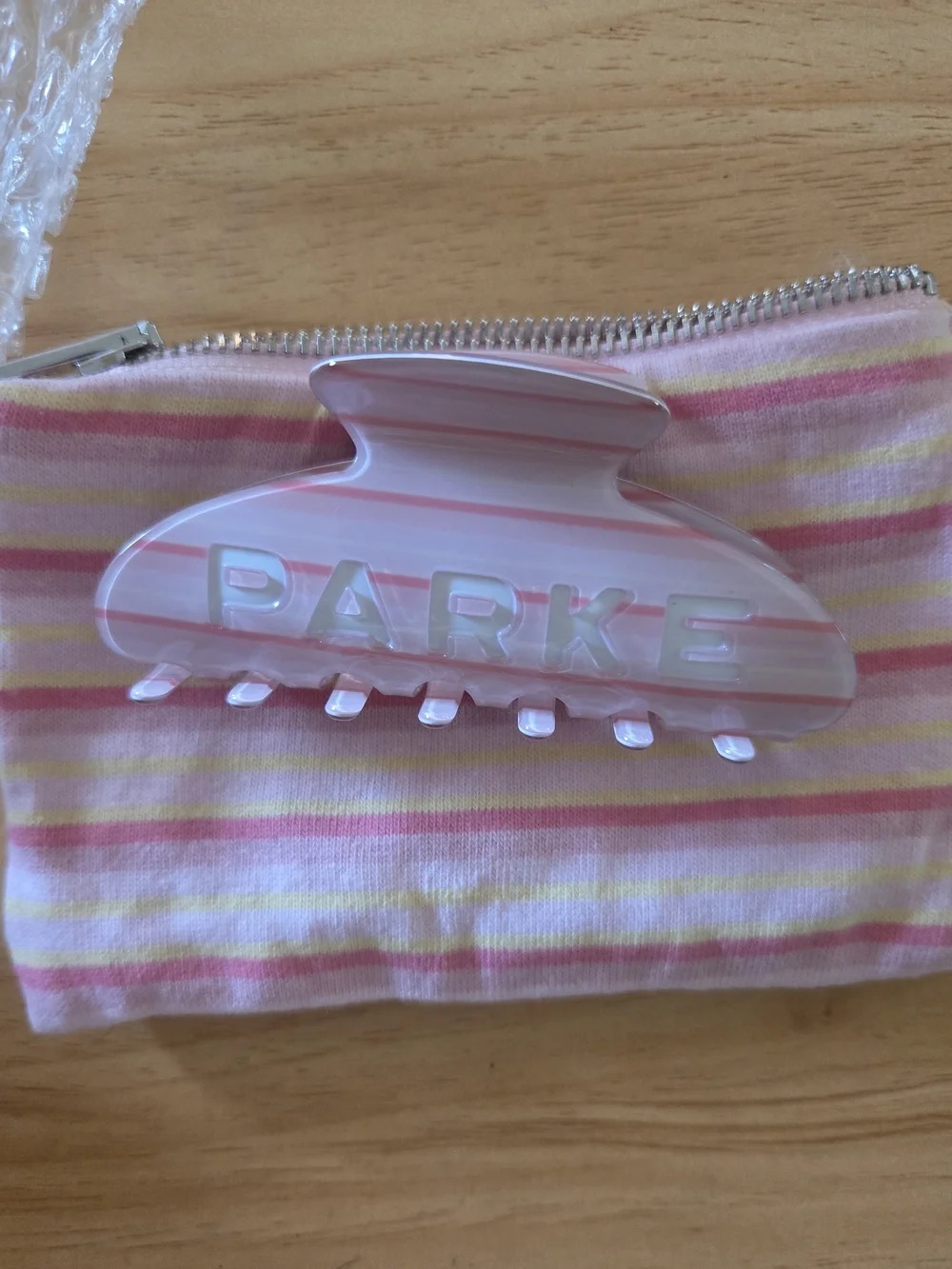 Parker Pink Striped Hair Claw Clip – Women’s Hair Accessory